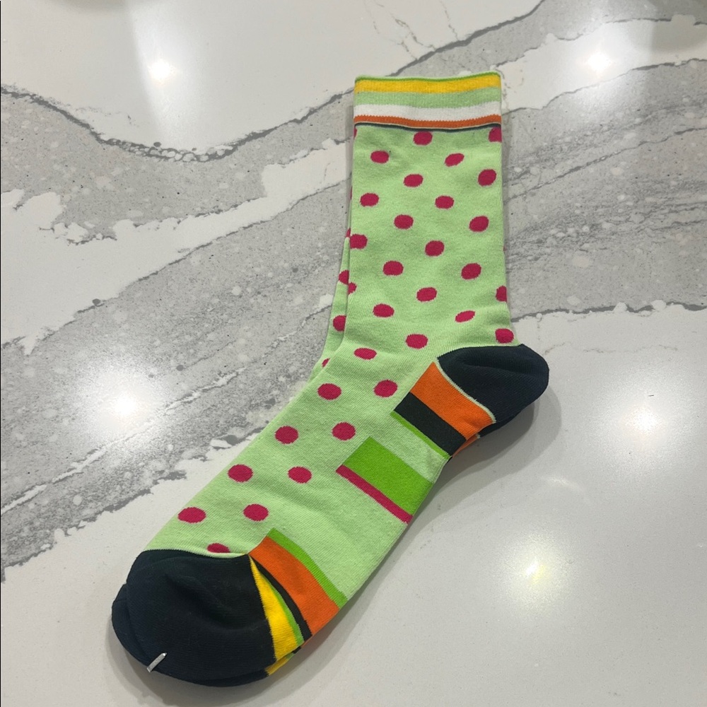Polka Dot Men's Sock - Green and Pink